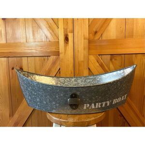 Tin Boat Party Drink Tub with Bottle Opener 26.5x6”